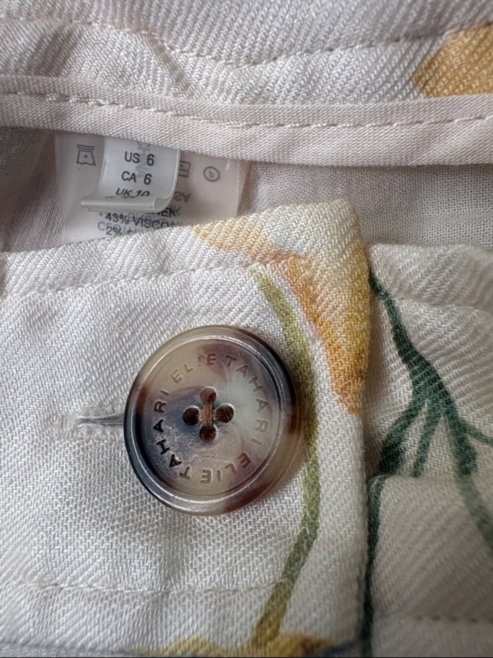 Elie Tahari Garden Party Floral Linen Blend Two-Piece PantSuit Set Blazer + Pant - Picture 13 of 16